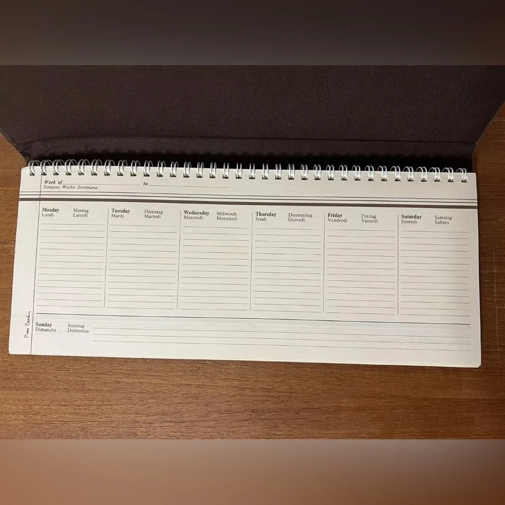 Vtg Weekly Planner Brown Suede Notebook PIERRE CARDIN Made In Italy Business